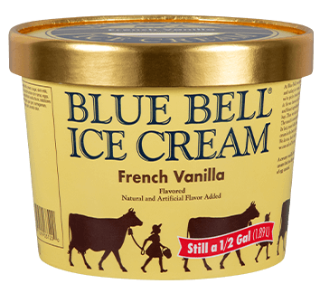 Blue Bell French Vanilla Ice Cream in half gallon