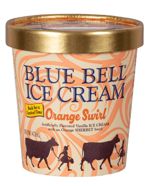 Blue Bell Ice Cream Orange Swirl in pint